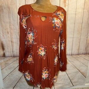 Torrid Rust Floral Tunic Blouse, lightweight sz 0 or L/12​